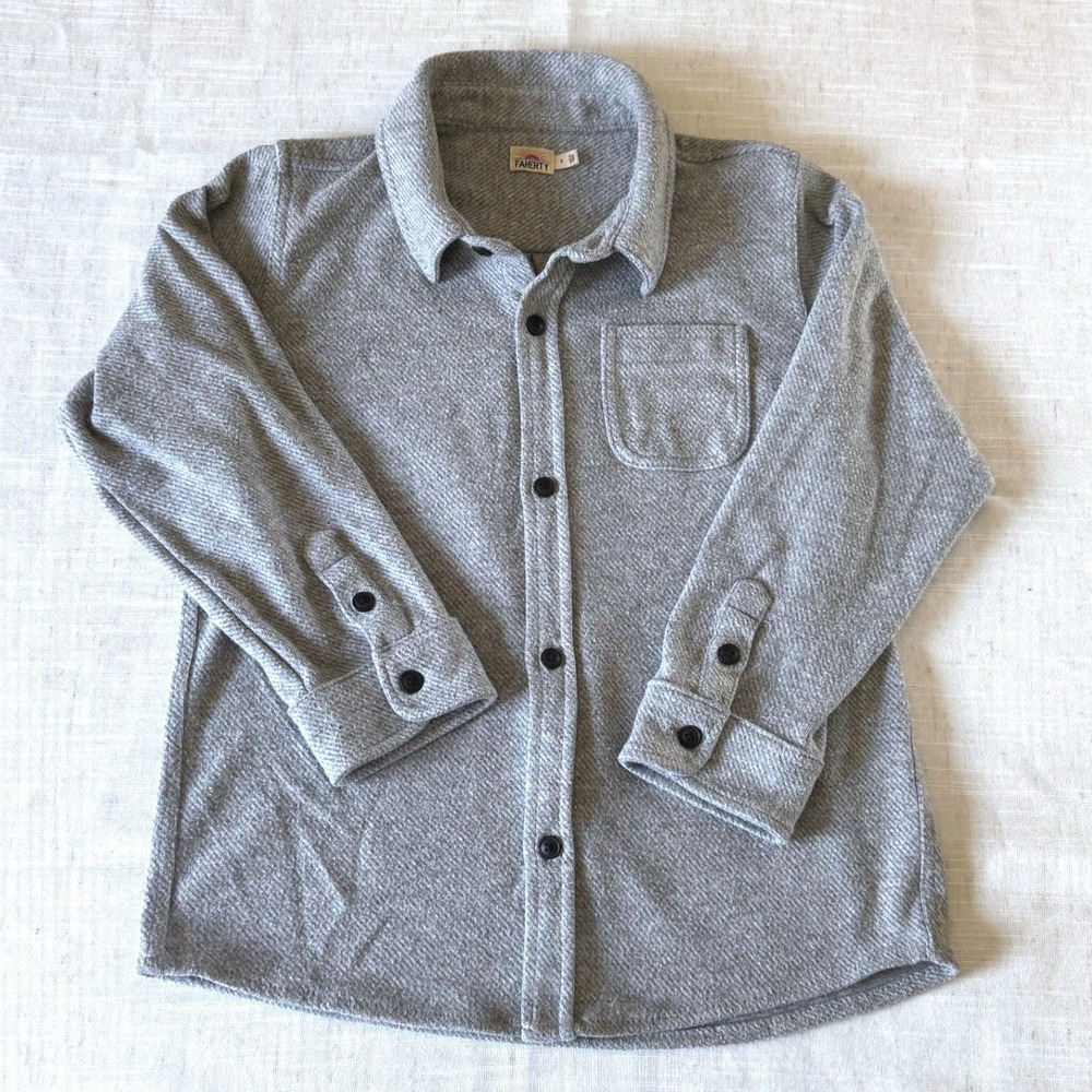 Faherty Legend Sweater Shirt Boys Size 8 Gray Heather Button Down